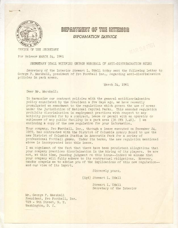 Udall Letter to Marshall 3-24-61